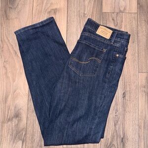Levi Strauss Signature High Rise Straight Dark Wash Blue Jeans Strech
